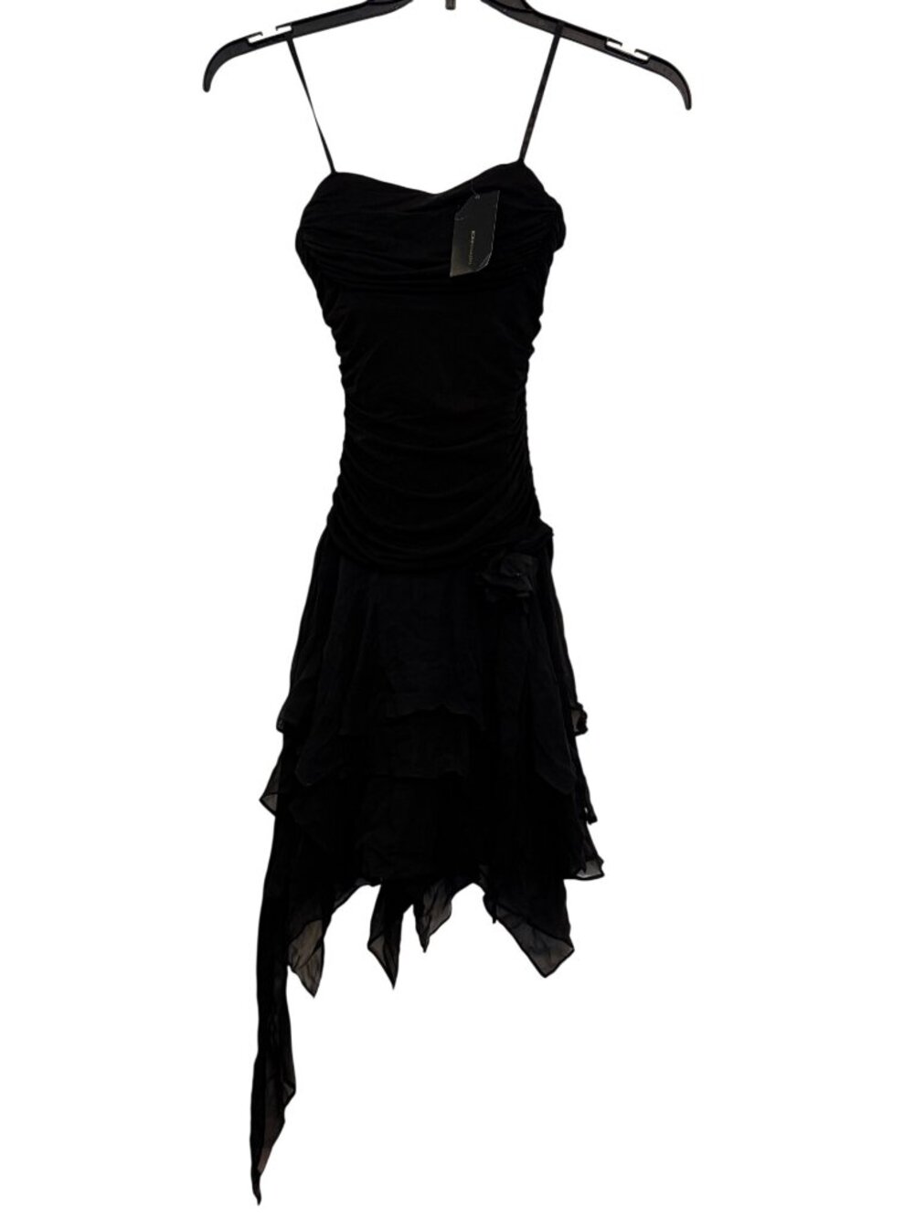 BCBG Max Azria Black Layered Asymmetrical Hem Dress XS NWT